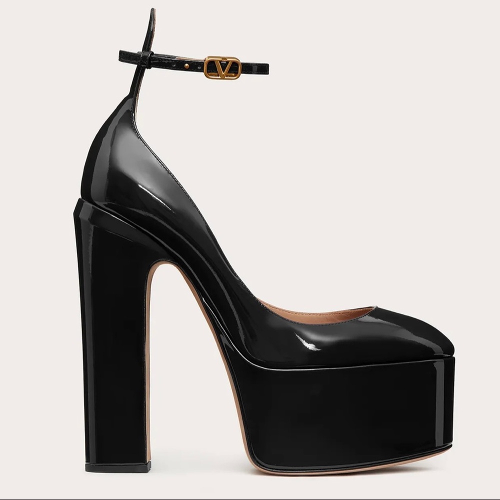 NWT!!!! Valentino Tango Tan-Go Platform Pump Black Patent Leather 155MM